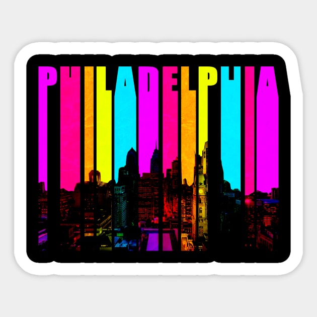 Retro Philadelphia Pennsylvania Cityscape Skyline Sticker by phughes1980